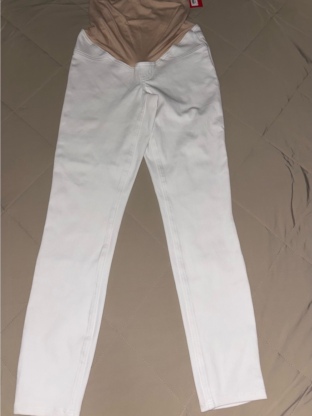 SPANX White Skinny Maternity Jeans with Nude Support Panel